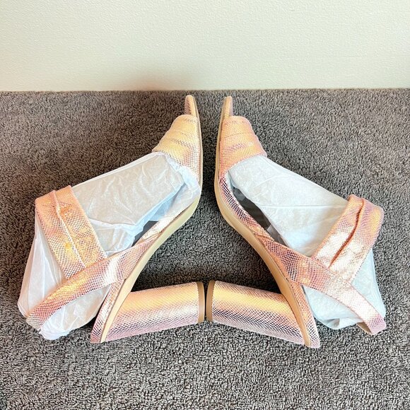 Franco Sarto Womens Size 7 7M Osmina Rose‎ Gold Block Dress Heel Sandals Shoes - Picture 8 of 14